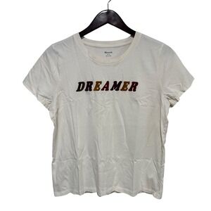 Madewell Women's Short Sleeve Cotton Dreamer T Shirt Beige Size Large 20 x 24‎
